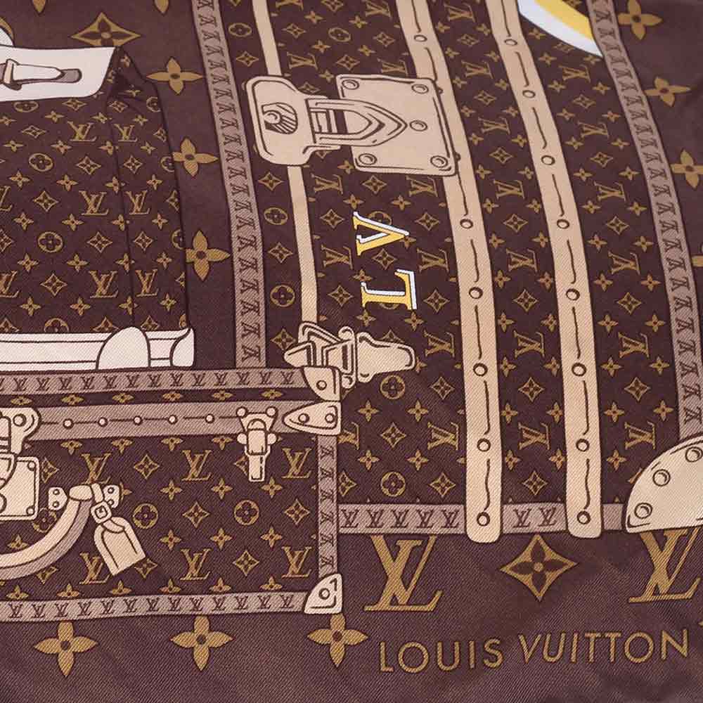 LOUIS VUITTON Monogram Trunks Silk Scarf | Luxity