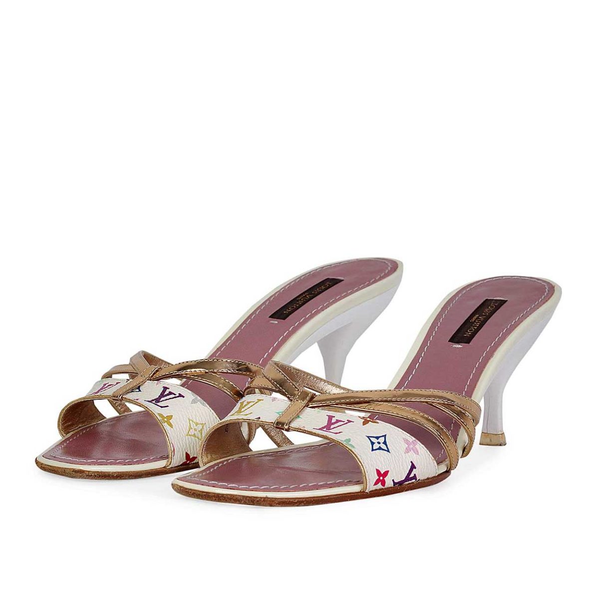 LOUIS VUITTON Multicolor Kitten Heel Sandal – S: 38 (5) | Luxity
