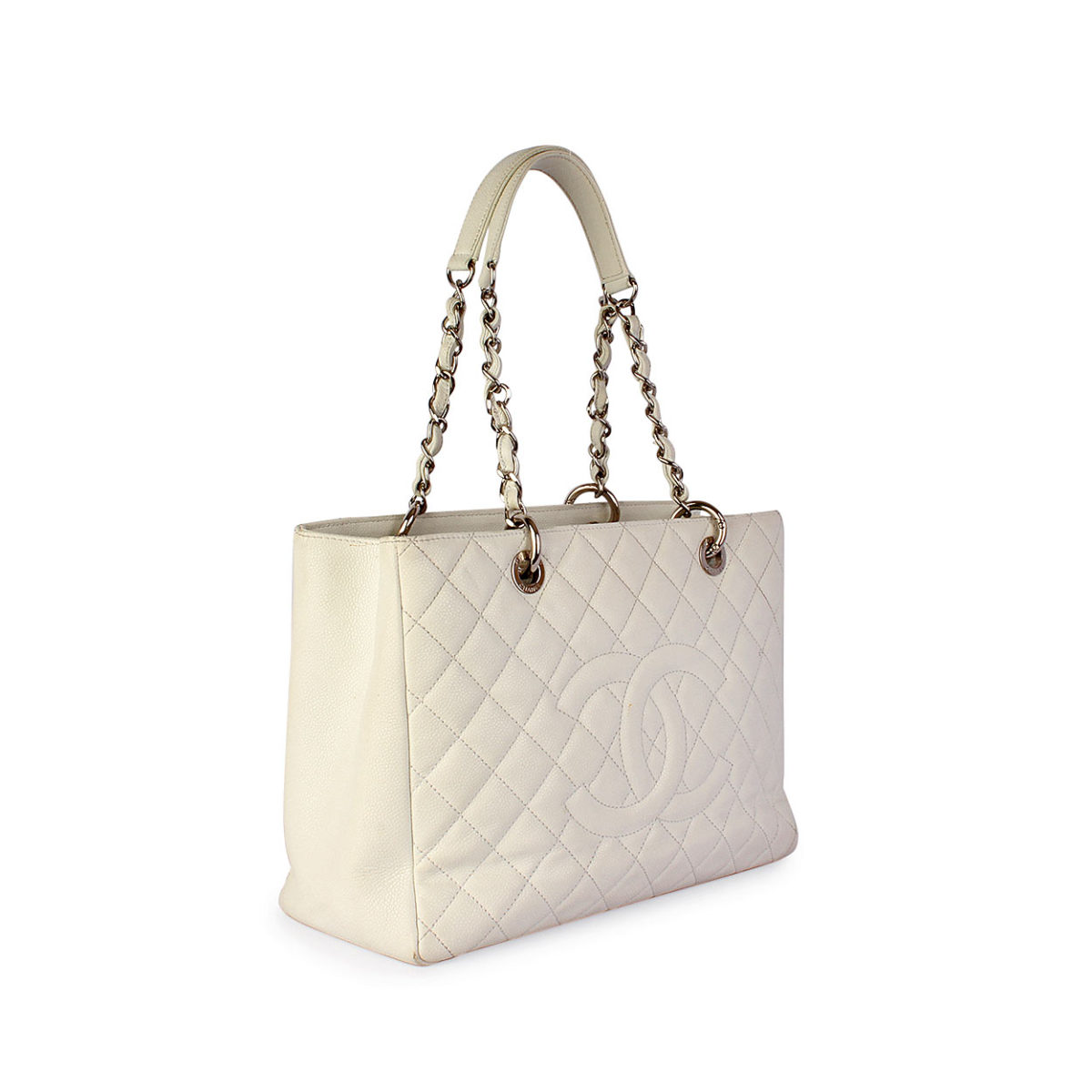 CHANEL Quilted Leather Grand Shopping Tote White | Luxity