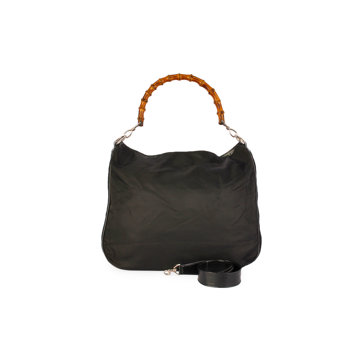 GUCCI Canvas Bamboo Handle Black Tote | Luxity