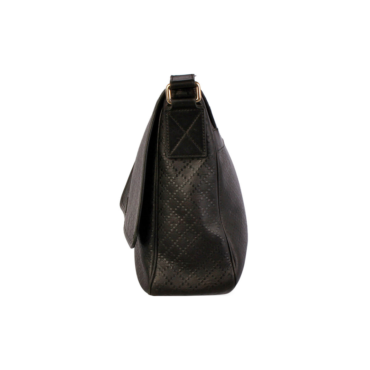 GUCCI Diamante Leather Messenger Bag Black | Luxity