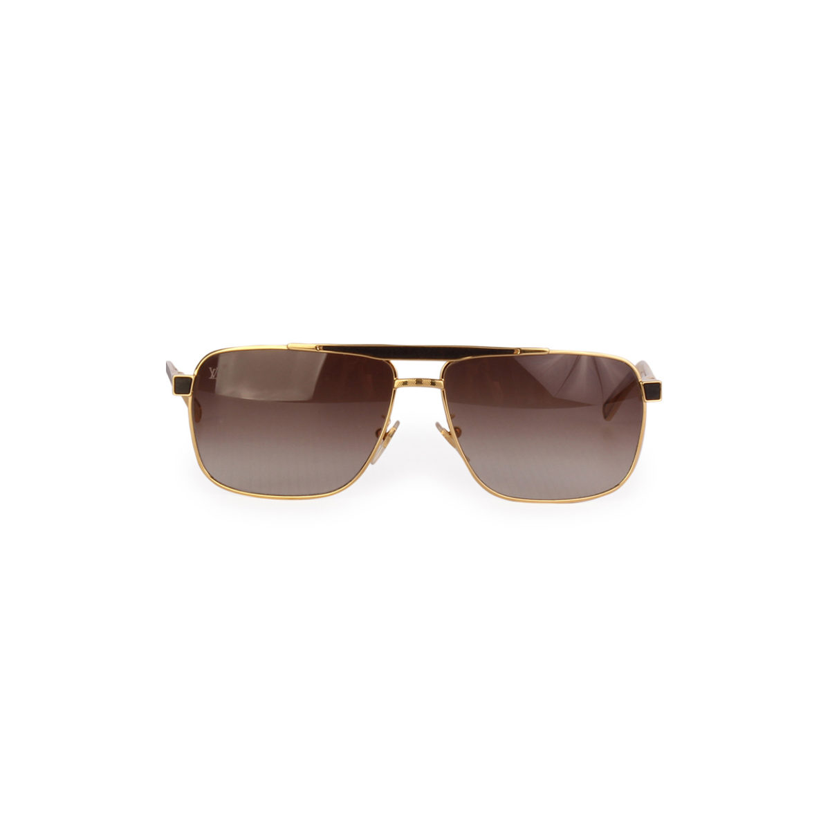 LOUIS VUITTON Brown & Gold Metal Frame Sunglasses S0146 | Luxity
