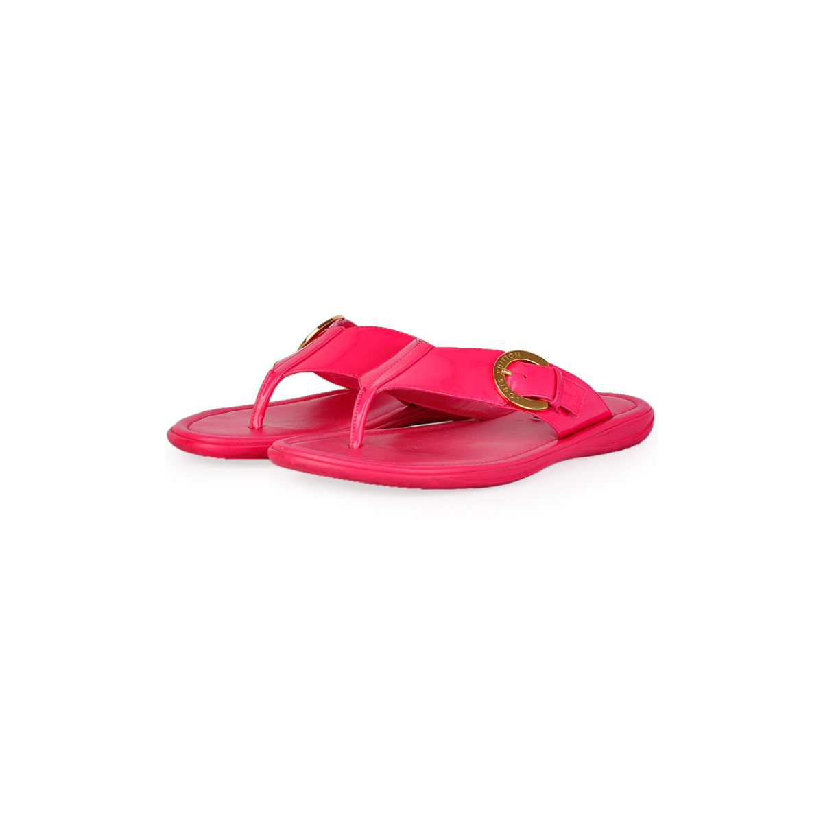 LOUIS VUITTON Hot Pink Patent Leather Thong Slippers - S: 37 (4.5) | Luxity