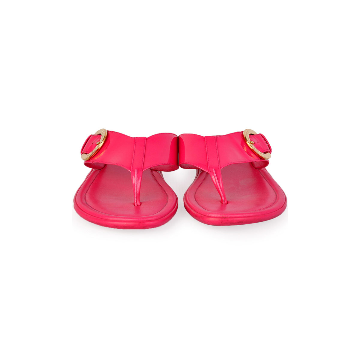 LOUIS VUITTON Hot Pink Patent Leather Thong Slippers - S: 37 (4.5) | Luxity