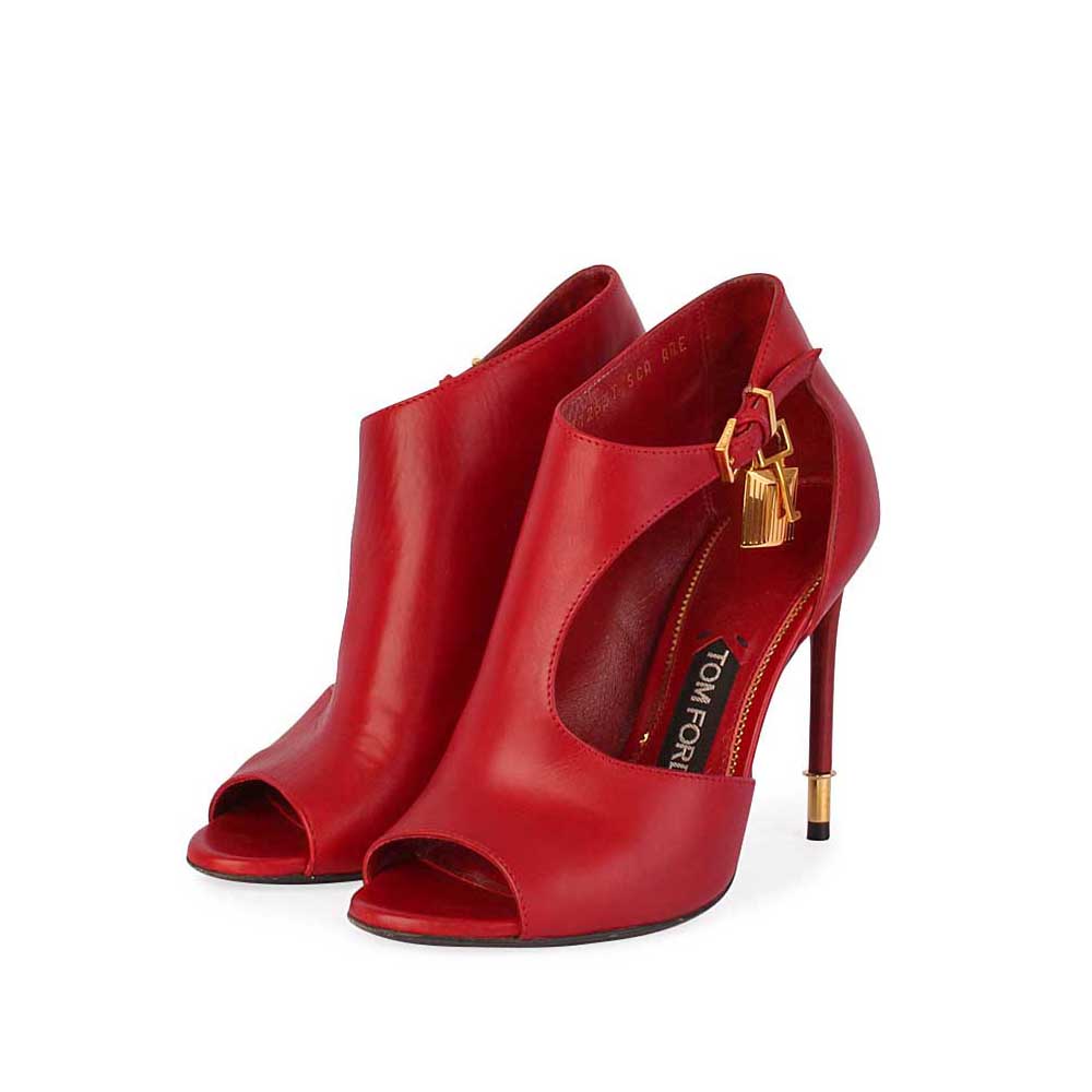 TOM FORD Women's Peep Toe Cut-out Stiletto Booties Red - S: 36 () |  Luxity