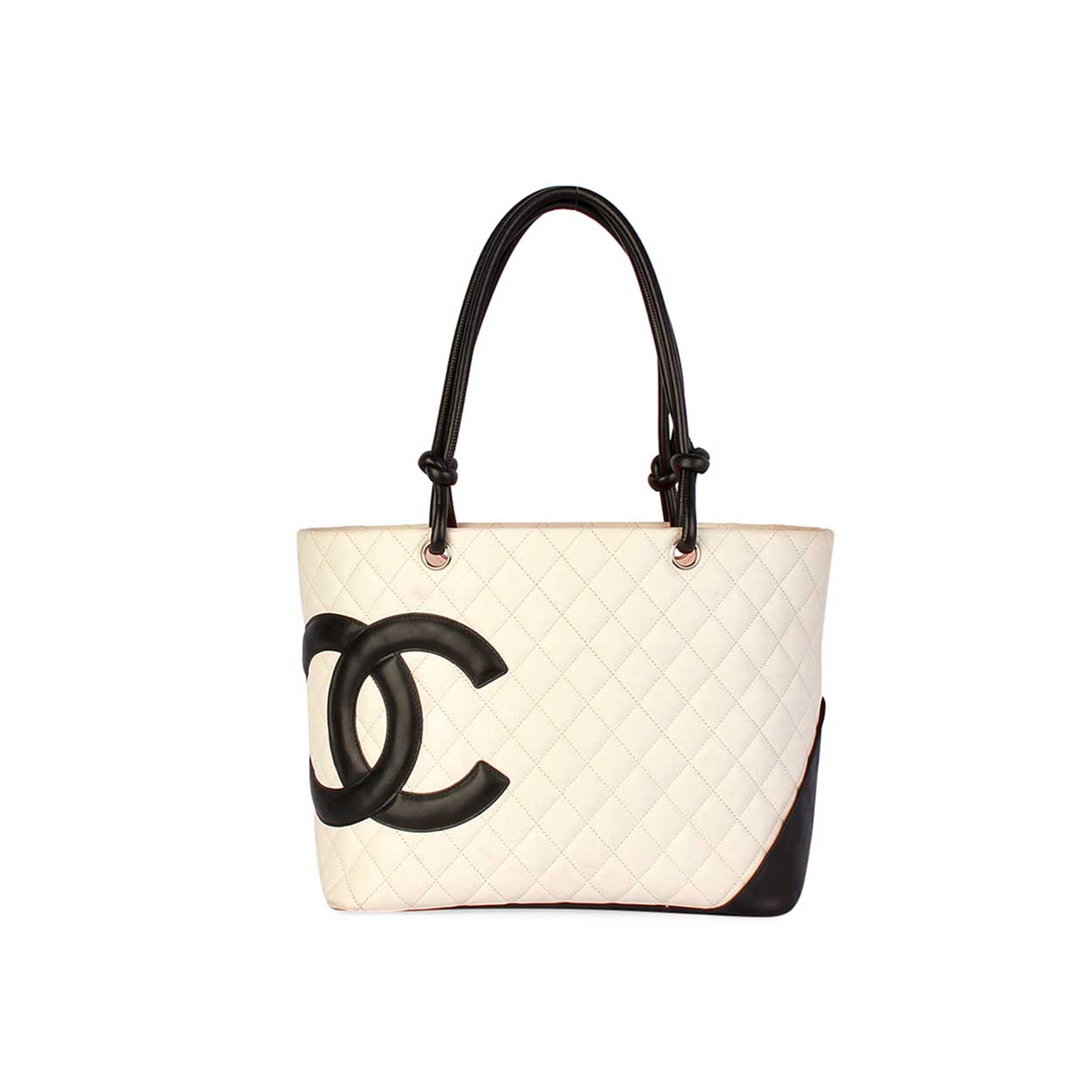 CHANEL Quilted Leather Ligne Cambon Large Tote White | Luxity