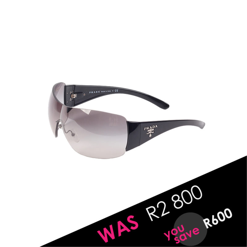 Generosity Chalk Portal PRADA Black Rimless Shield Sunglasses SPR22M | Luxity
