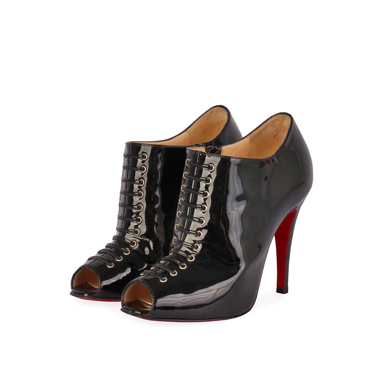 christian louboutin black lace up boots