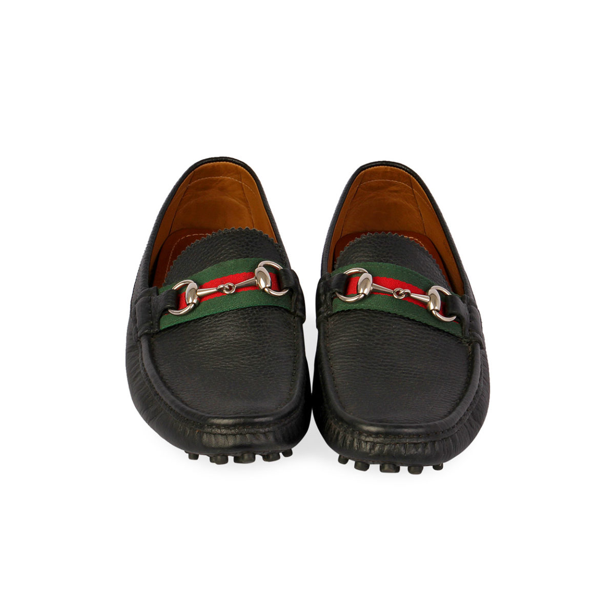 GUCCI Damo Leather Driving Shoes Black 