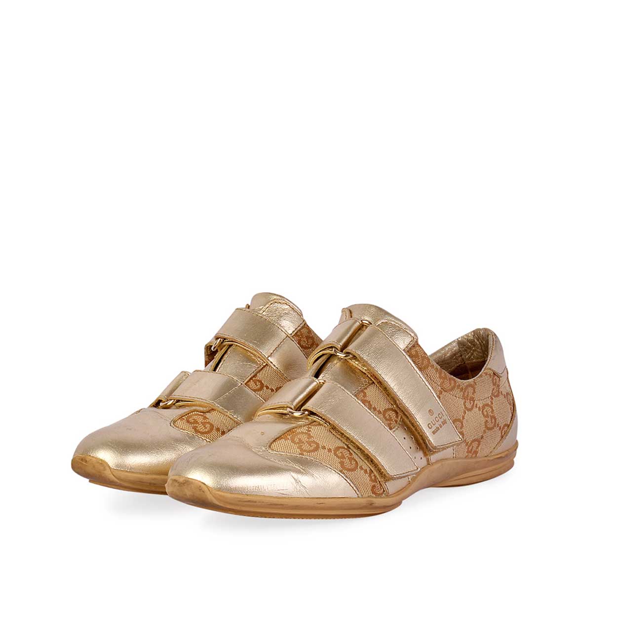 gold velcro sneakers