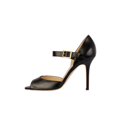 Product JIMMY CHOO Leather Peep-Toe Heels with Strap Detail Black – S: 38 (5) - NEW