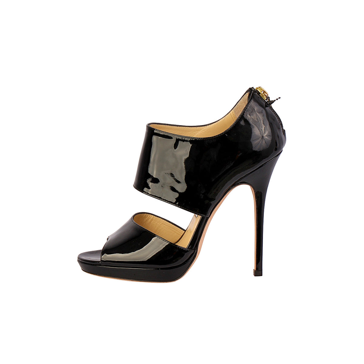 JIMMY CHOO Patent Leather Tacco 120 Sandals Black - S: 38 (5) | Luxity