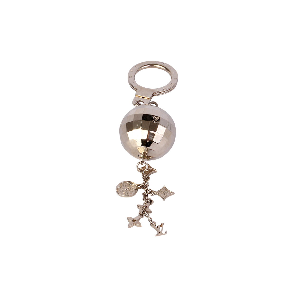 LOUIS VUITTON Silver Disco Ball Charm Key Ring | Luxity