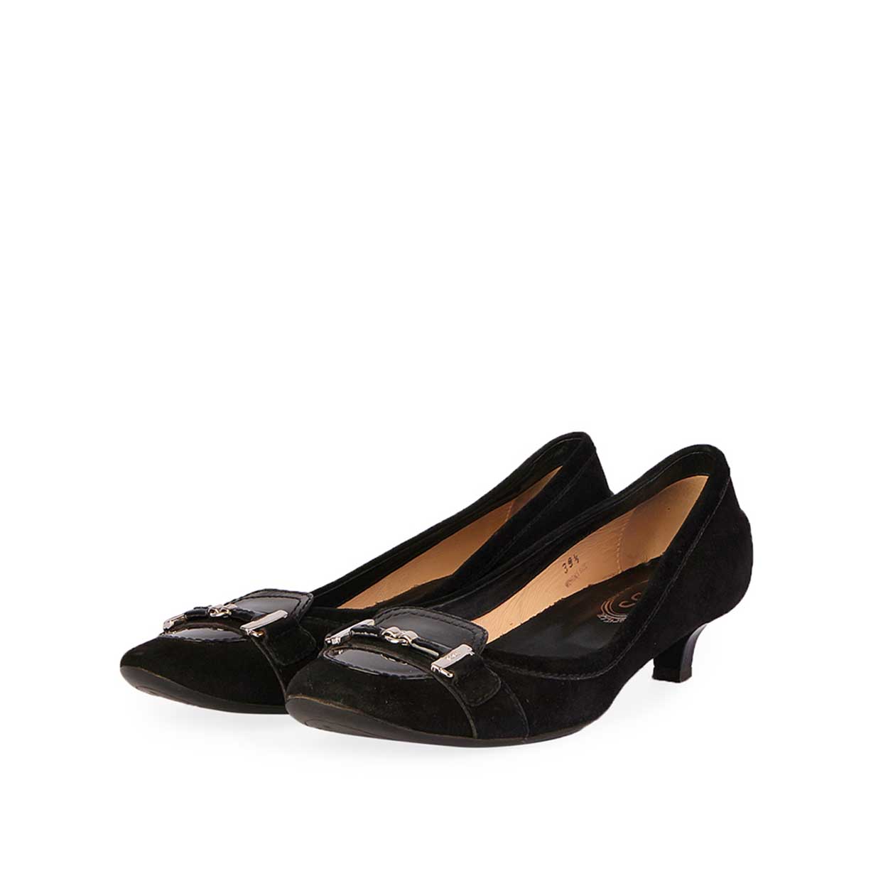 TOD'S Suede and Patent Leather Kitten Heels Black – S: 39.5 (6.5 