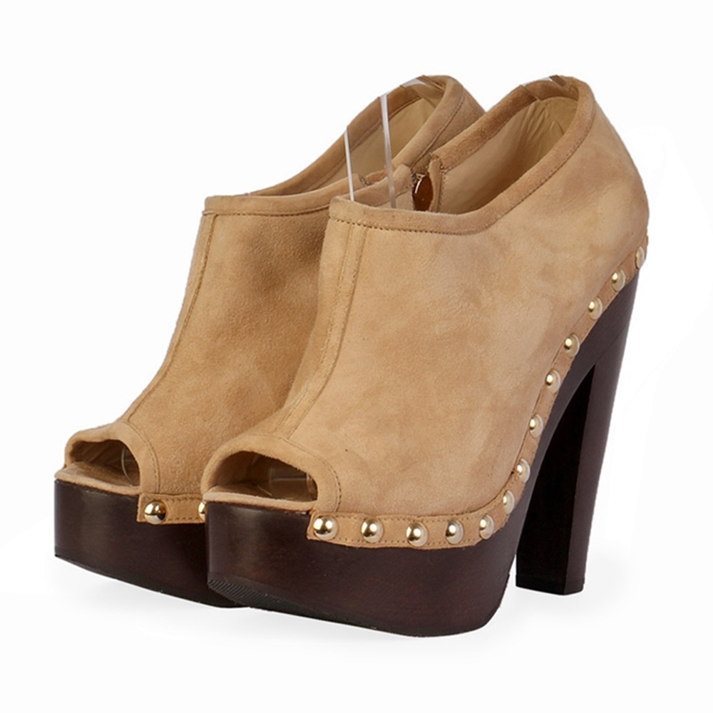 booties with wooden heel
