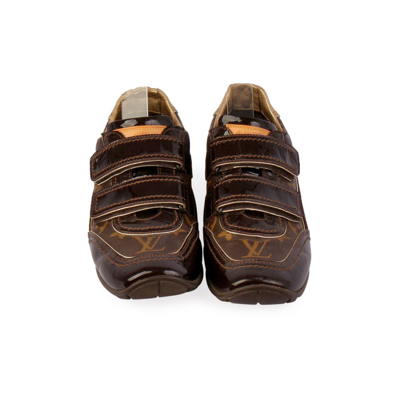 Louis Vuitton Suede Patent Monogram Speeding Velcro Sneakers