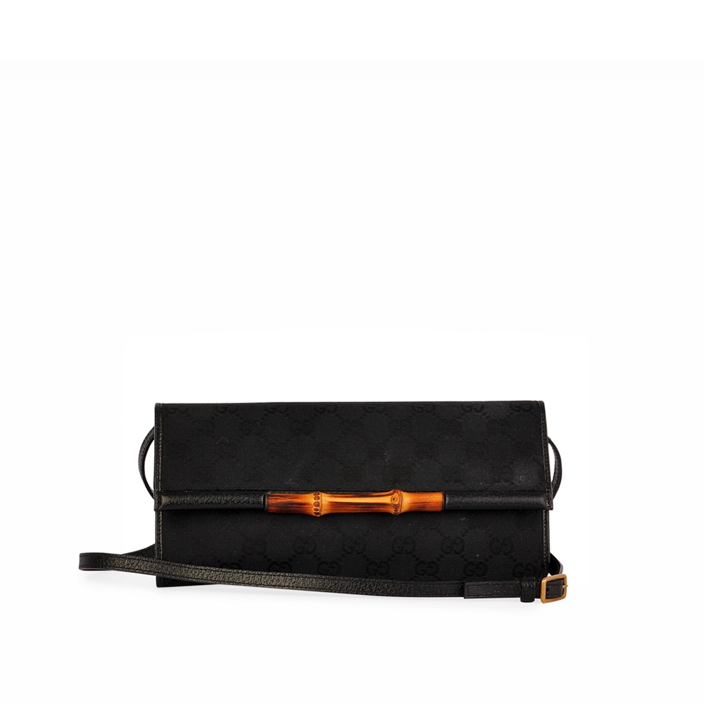 GUCCI GG Bamboo Clutch Baguette Black | Luxity