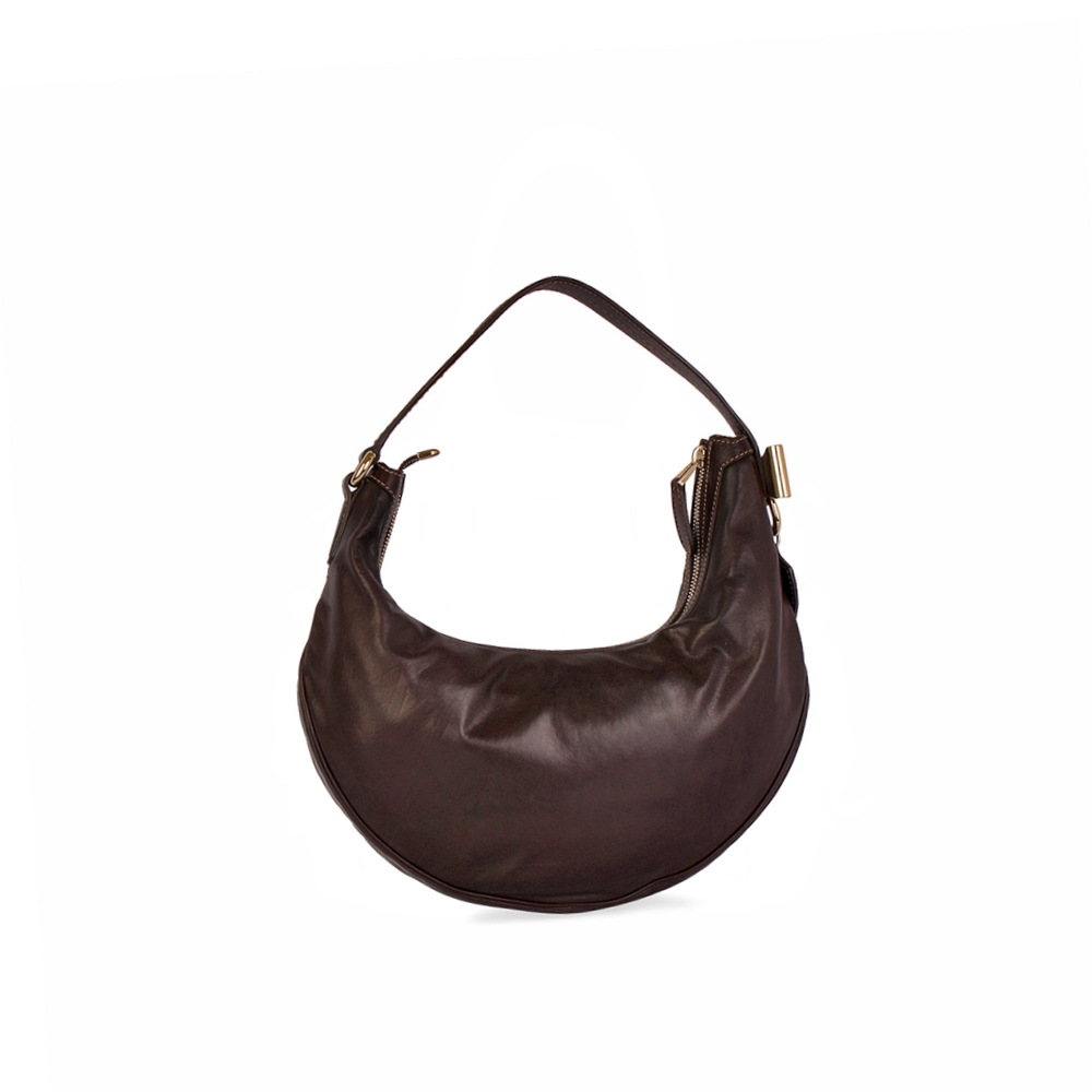 GUCCI Leather Shoulder Bag Brown - Luxity