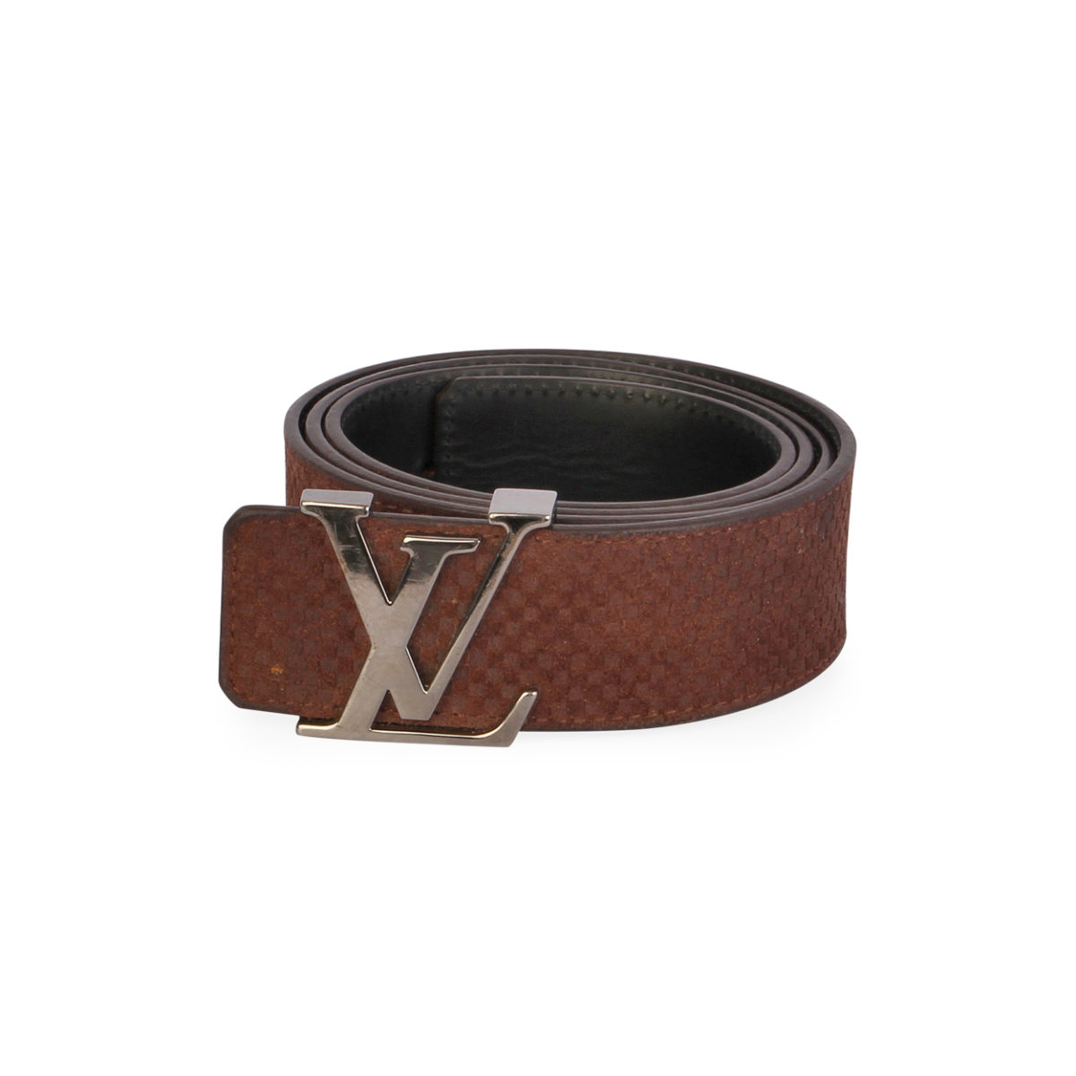 LOUIS VUITTON Suede LV Initials Belt Brown - S: 100 (40) | Luxity