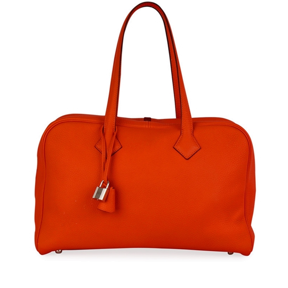 HERMES Leather Victoria II Fourre-Tout 35 Orange | Luxity
