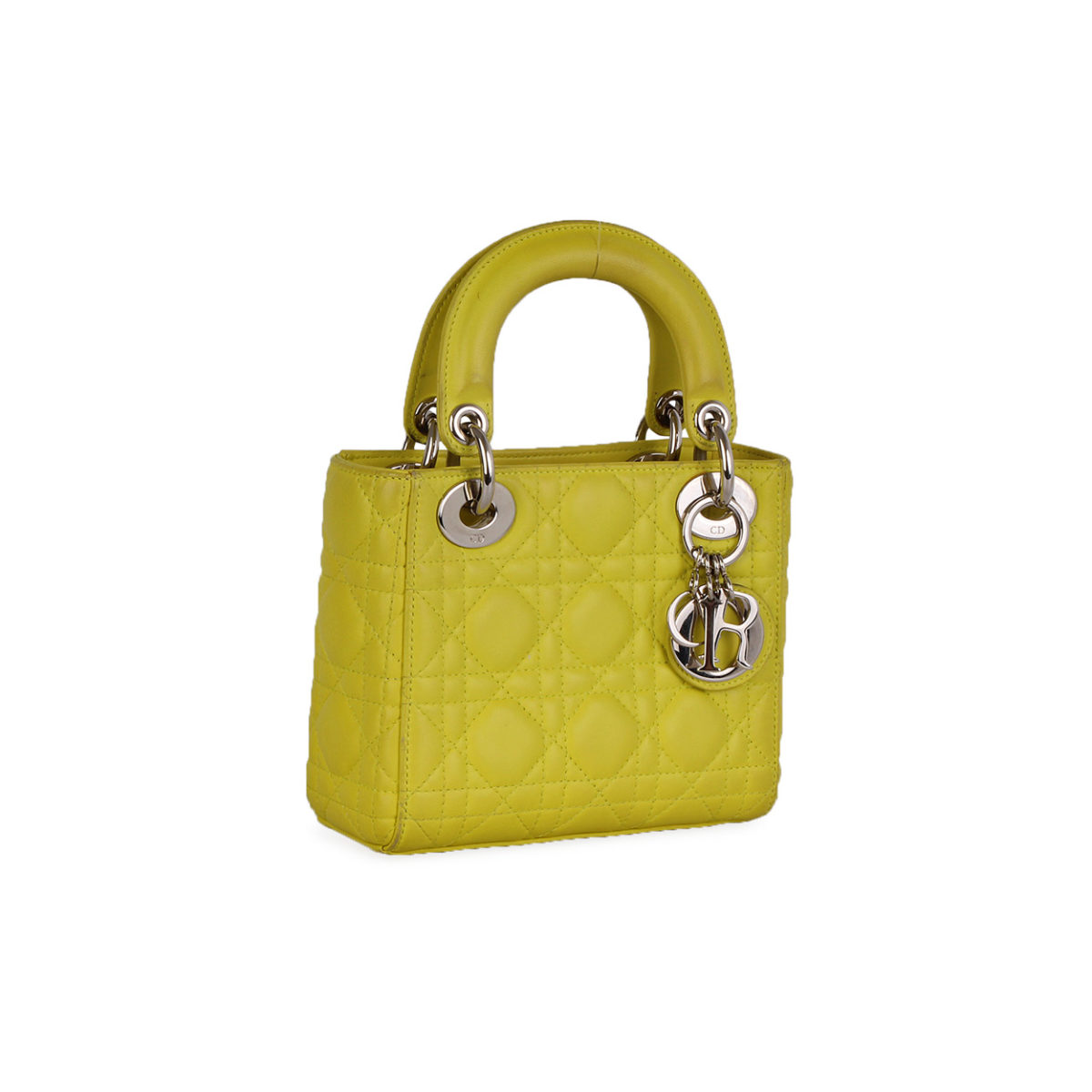 CHRISTIAN DIOR Quilted Lambskin Leather Cannage Mini Lady Bag Lime | Luxity