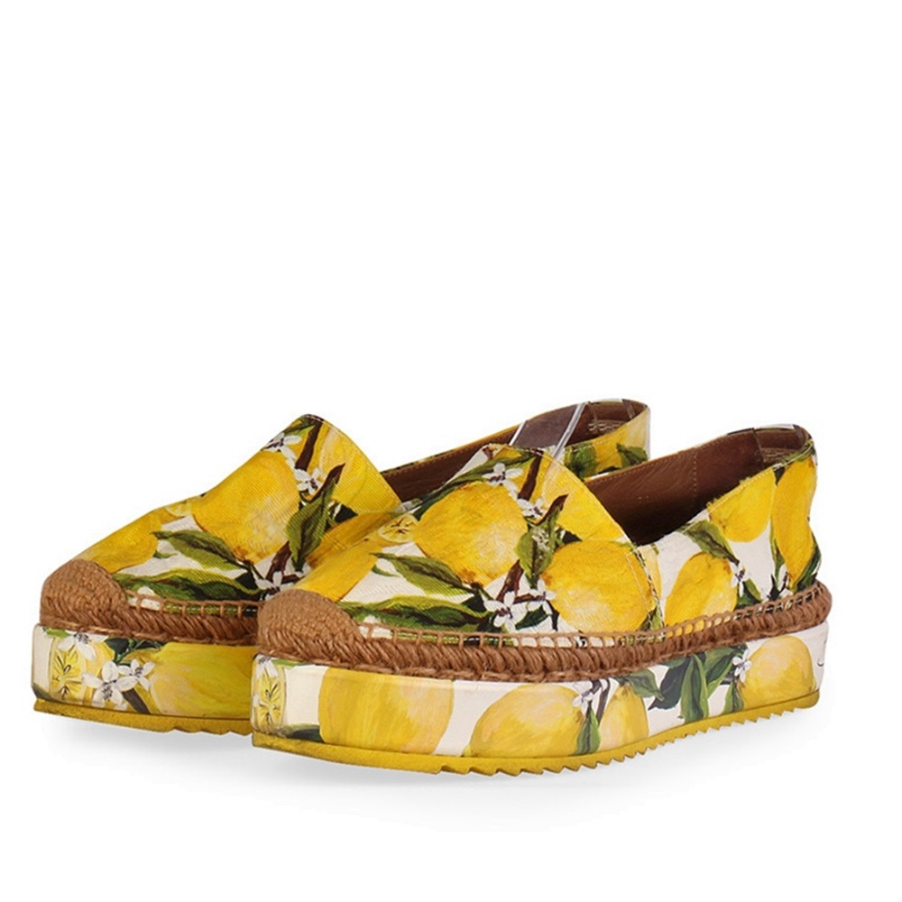 DOLCE & GABBANA Platform Espadrilles Lemon Print - S: 38 (5) | Luxity