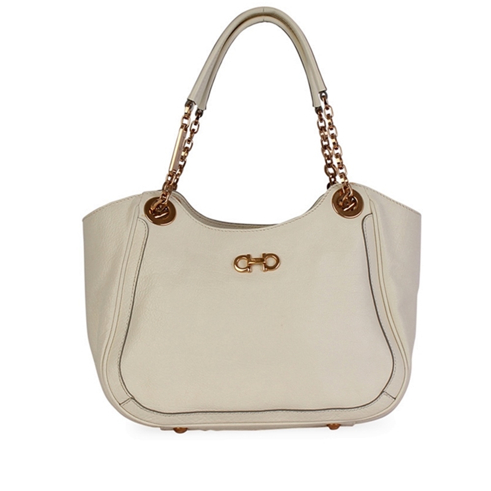 SALVATORE FERRAGAMO Leather Shoulder Bag White | Luxity