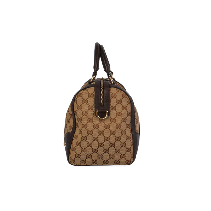 Gucci Webby Bee Boston Monogram GG Vintage Web Medium Dark Brown