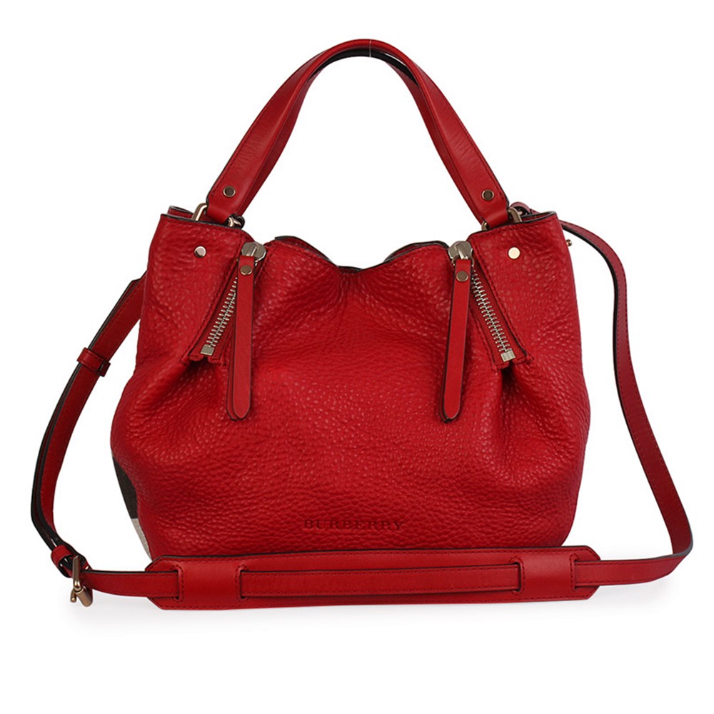 BURBERRY Calfskin Maidstone Small Tote Cadmium Red | Luxity