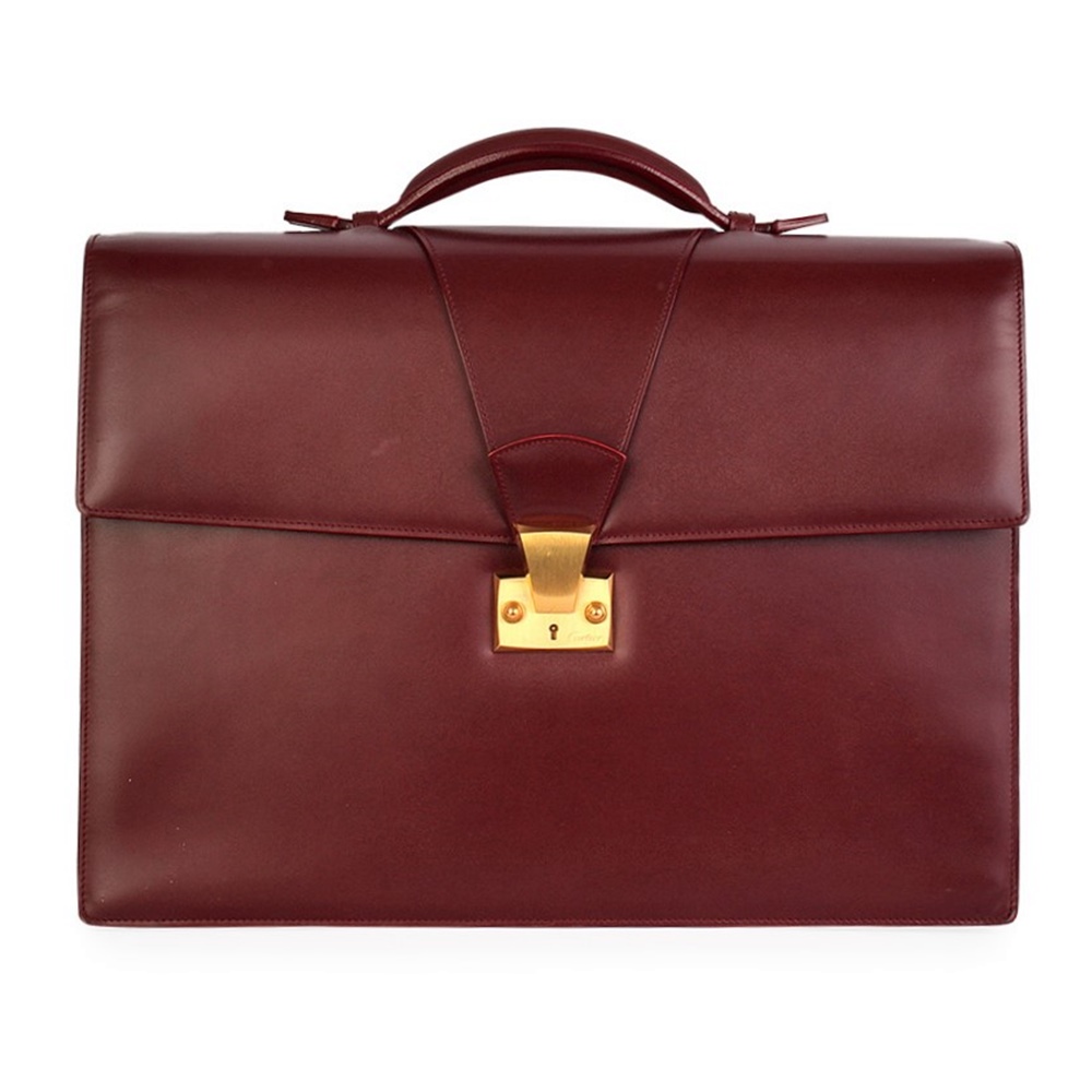 CARTIER Leather Briefcase Burgundy | Luxity