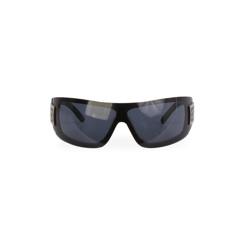 Chanel Rare 150+ Swarovski Crystal Black Logo Sunglasses