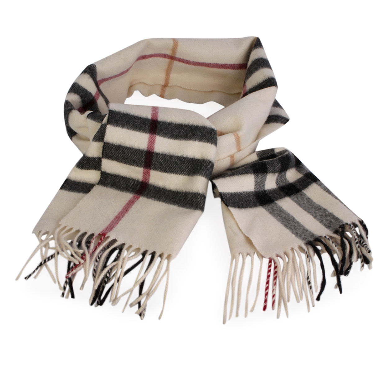 BURBERRY Cashmere Check Scarf White | Luxity