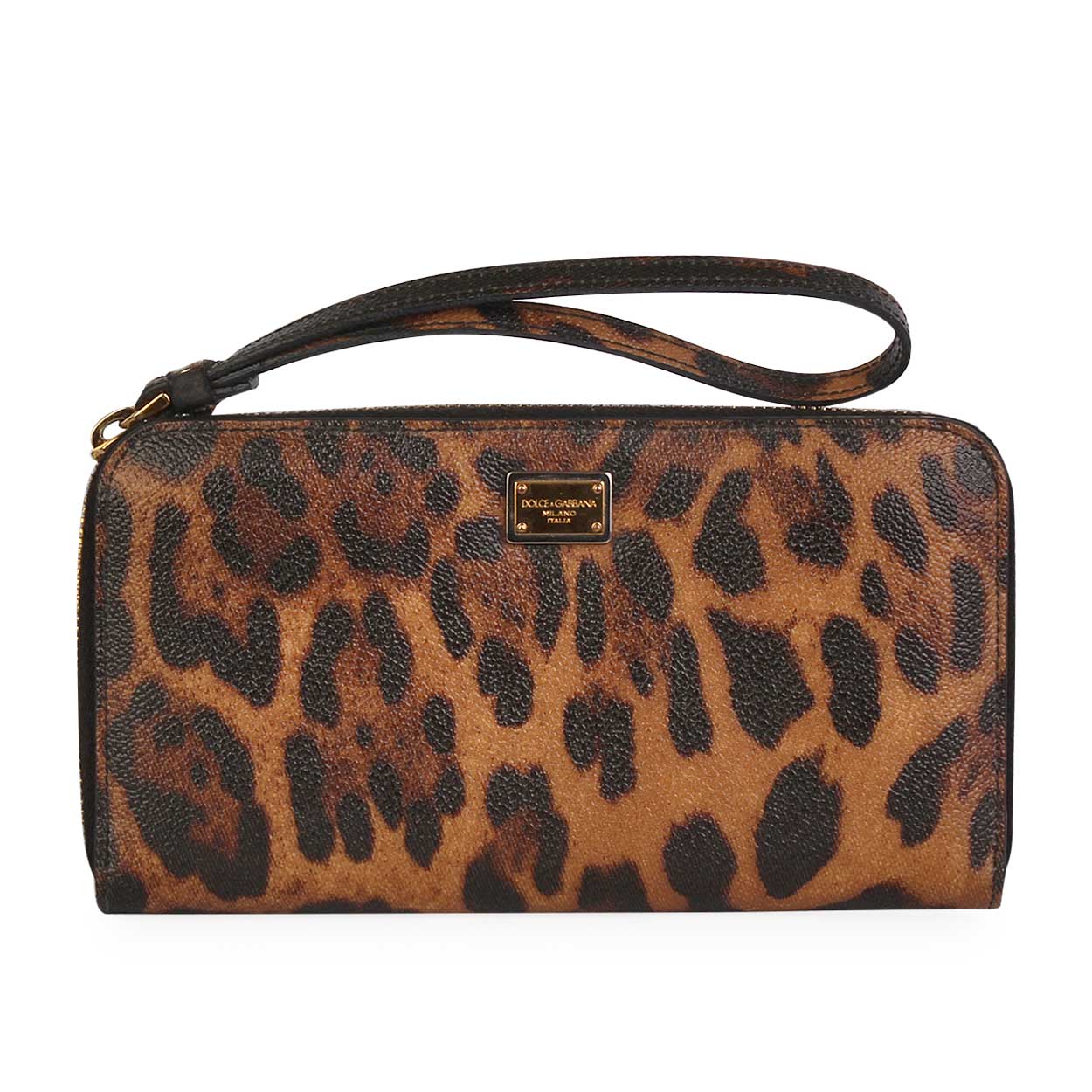 DOLCE & GABBANA Leather Wristlet Animal Print | Luxity