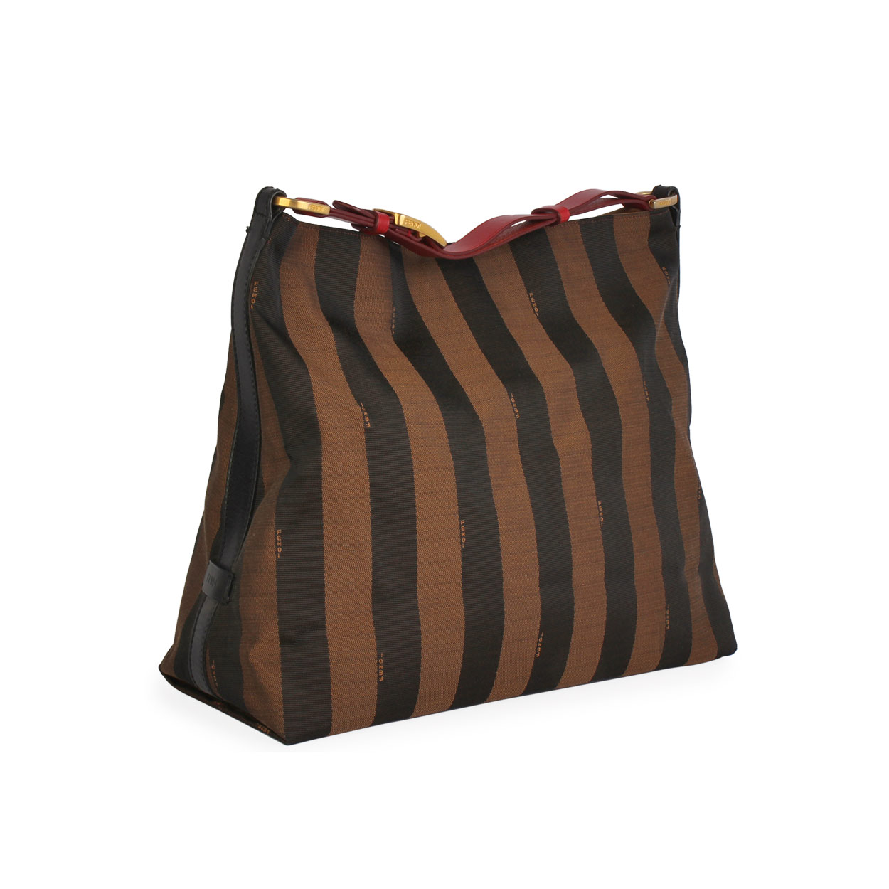 FENDI Stripe Canvas Hobo Brown | Luxity