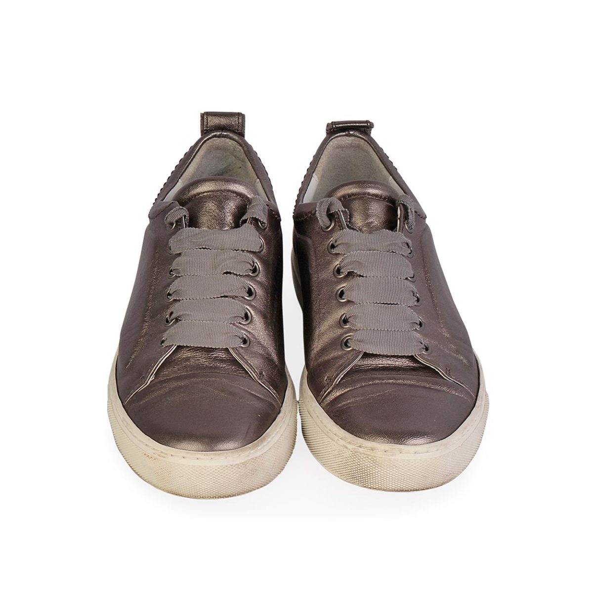 LANVIN Metallic Leather Sneakers Silver - S: 38 (5) | Luxity