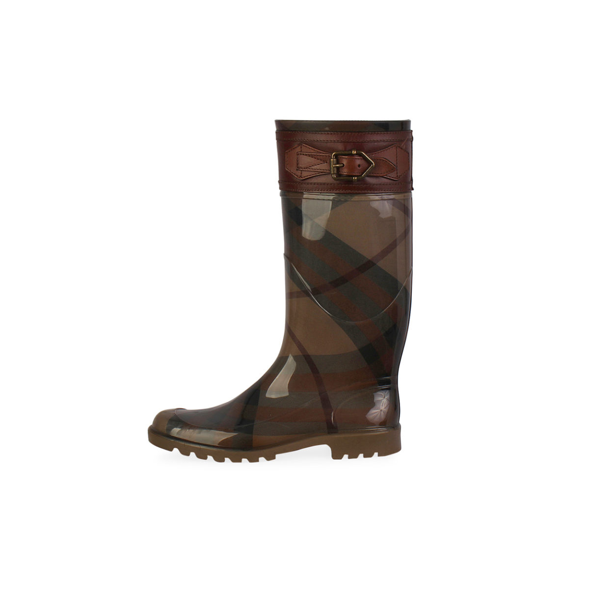 burberry belted check rain boots