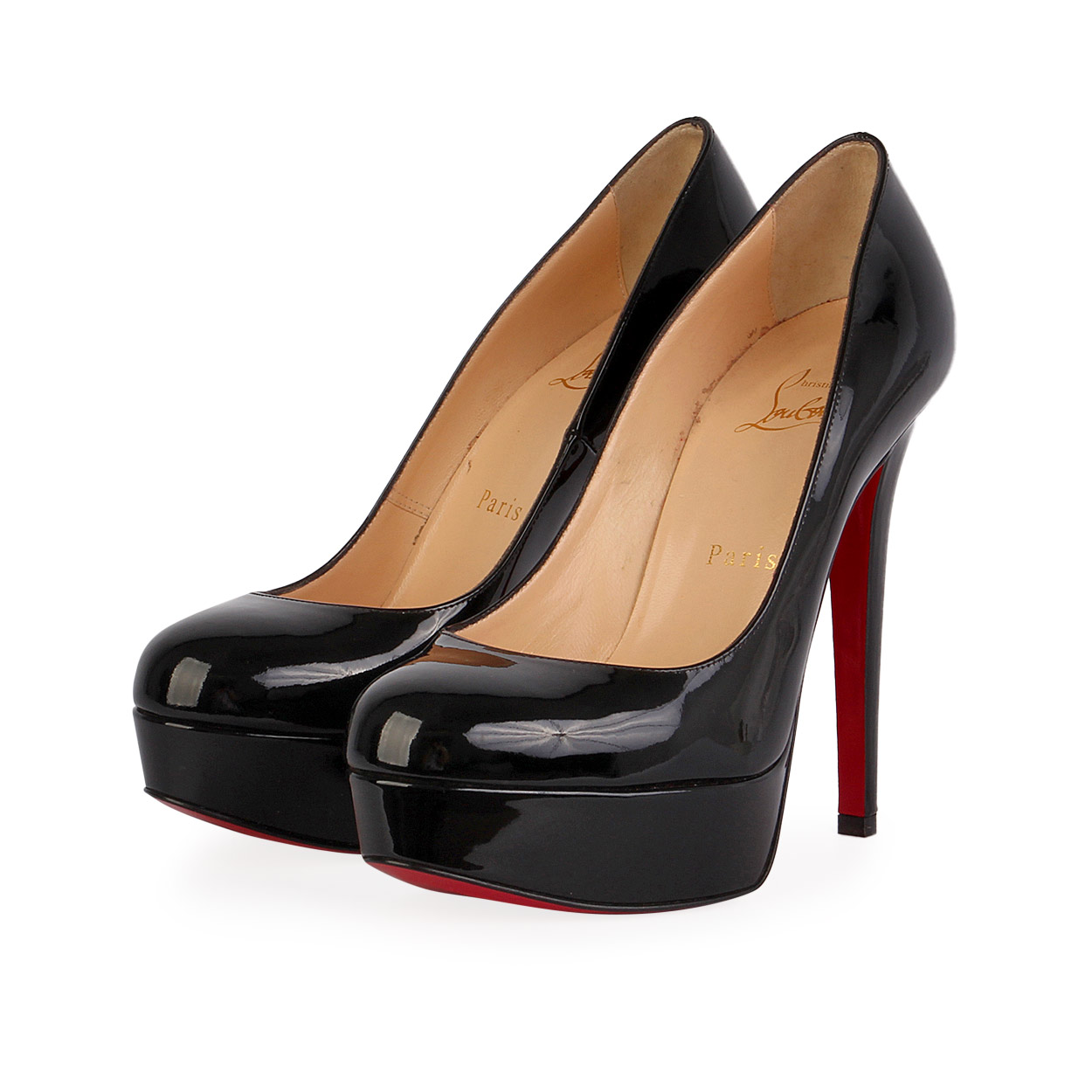 CHRISTIAN LOUBOUTIN Patent Leather Bianca 120 Pumps Black - S: 36.5 (3. ...