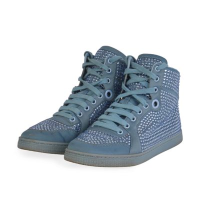 Product GUCCI Satin Crystal Stud High Top Sneakers Blue - S: 37 (4)