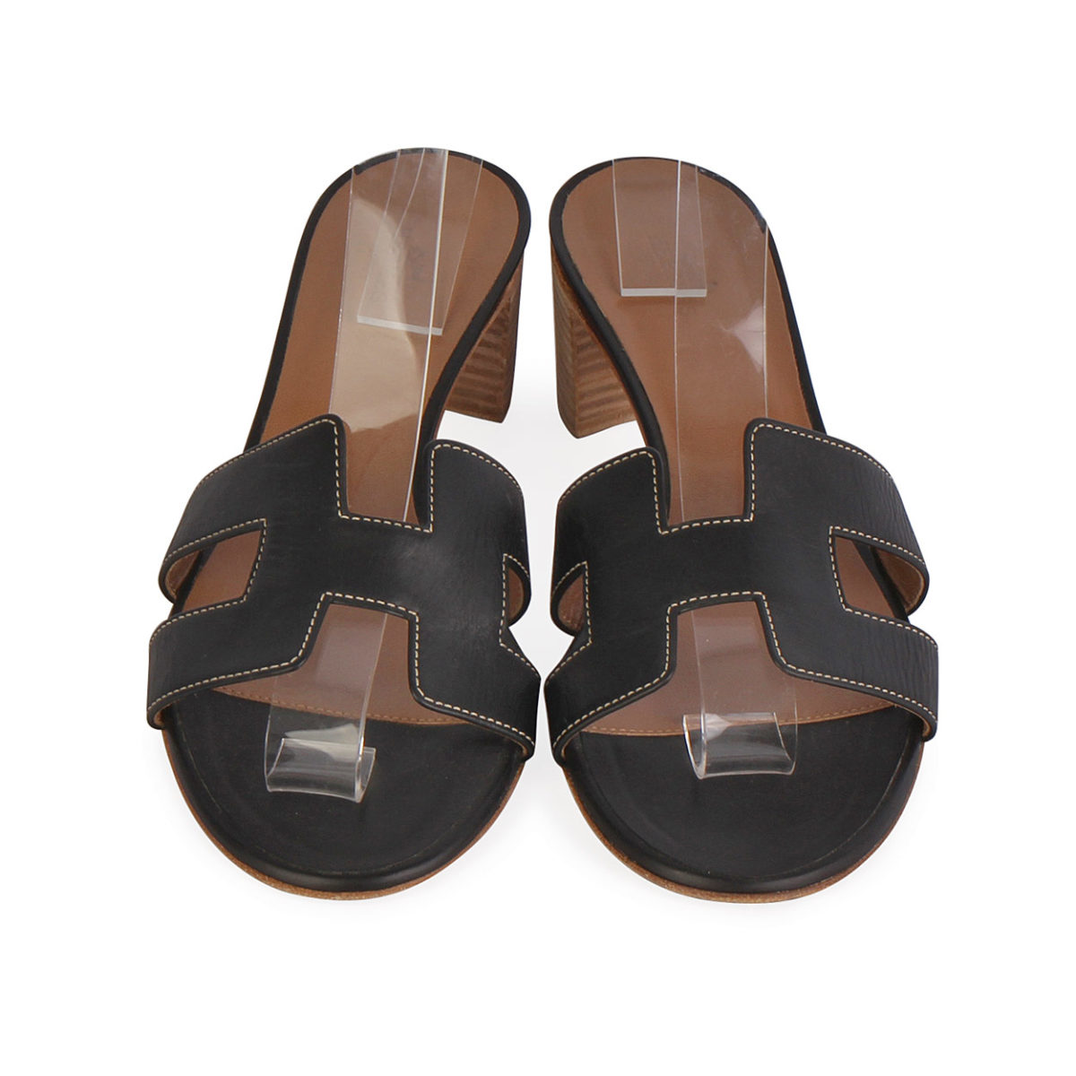 HERMES Leather Oasis Sandals Black - S: 39 (6) | Luxity