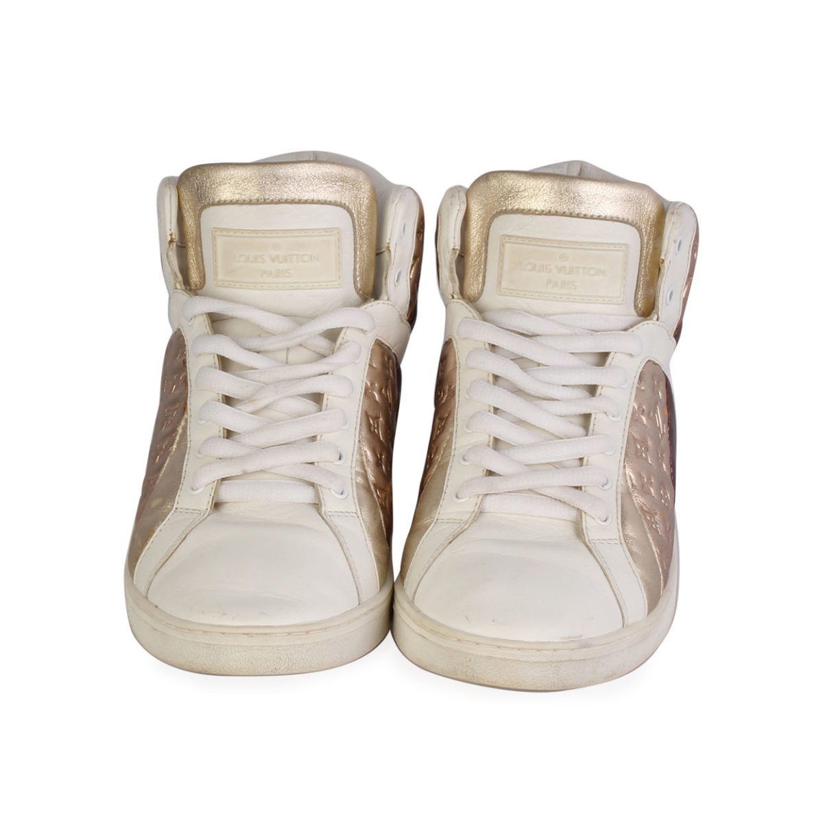 LOUIS VUITTON Leather Sydney Sneakers White/Gold - S: 37 (4) | Luxity