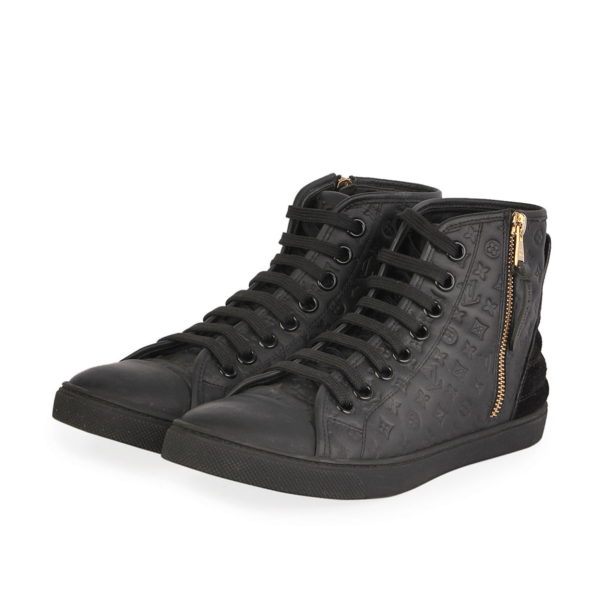 LOUIS VUITTON Monogram Embossed Punchy Sneakers Black - S: 37.5 (4.5) | Luxity