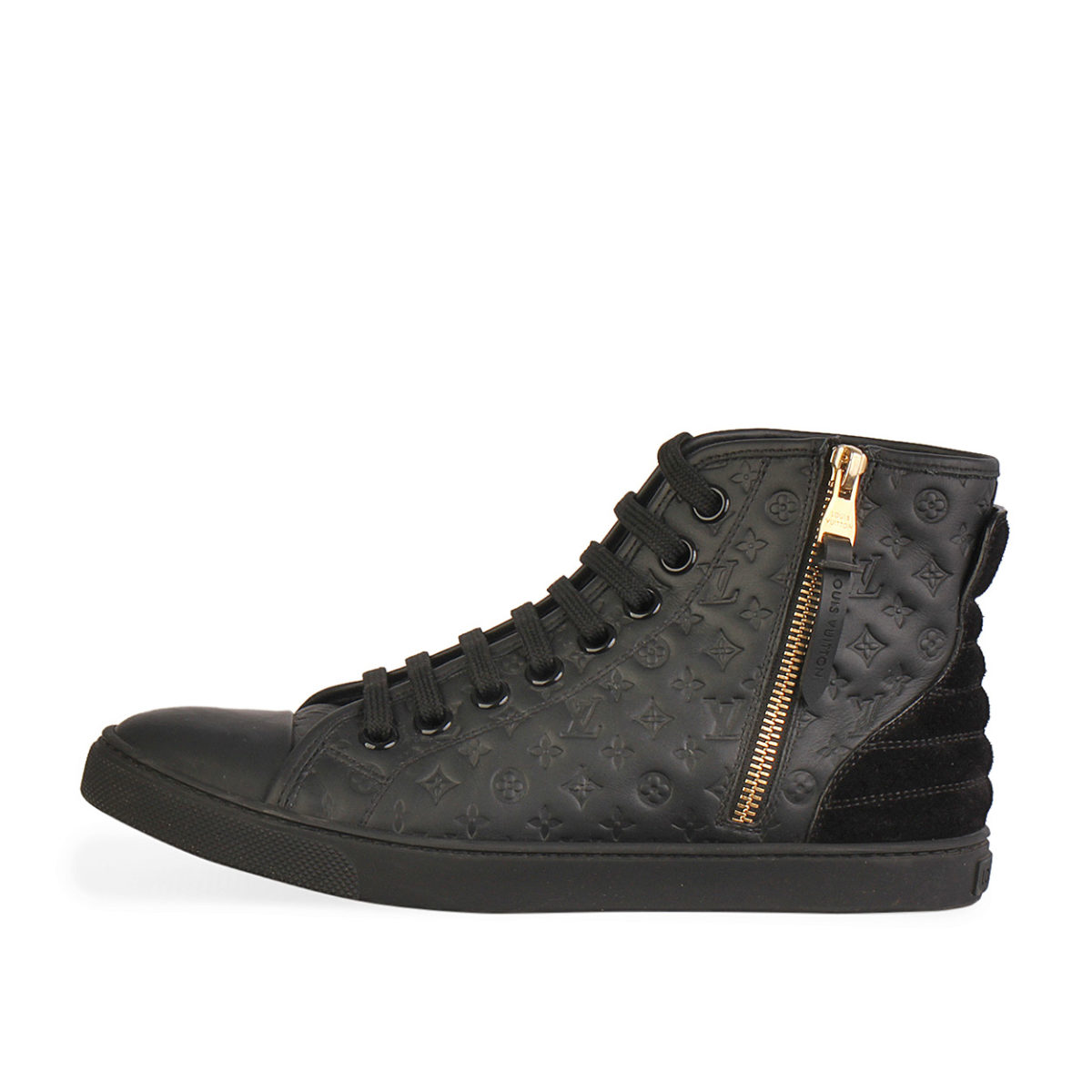 LOUIS VUITTON Monogram Embossed Punchy Sneakers Black - S: 37.5 (4.5 ...
