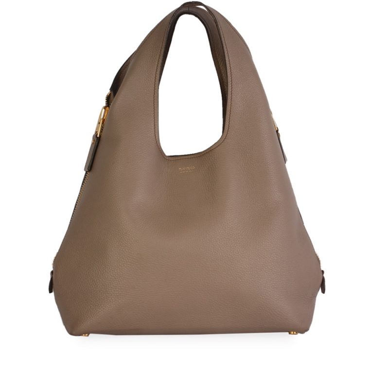 TOM FORD Calfskin Jennifer Side Zip Hobo Taupe | Luxity