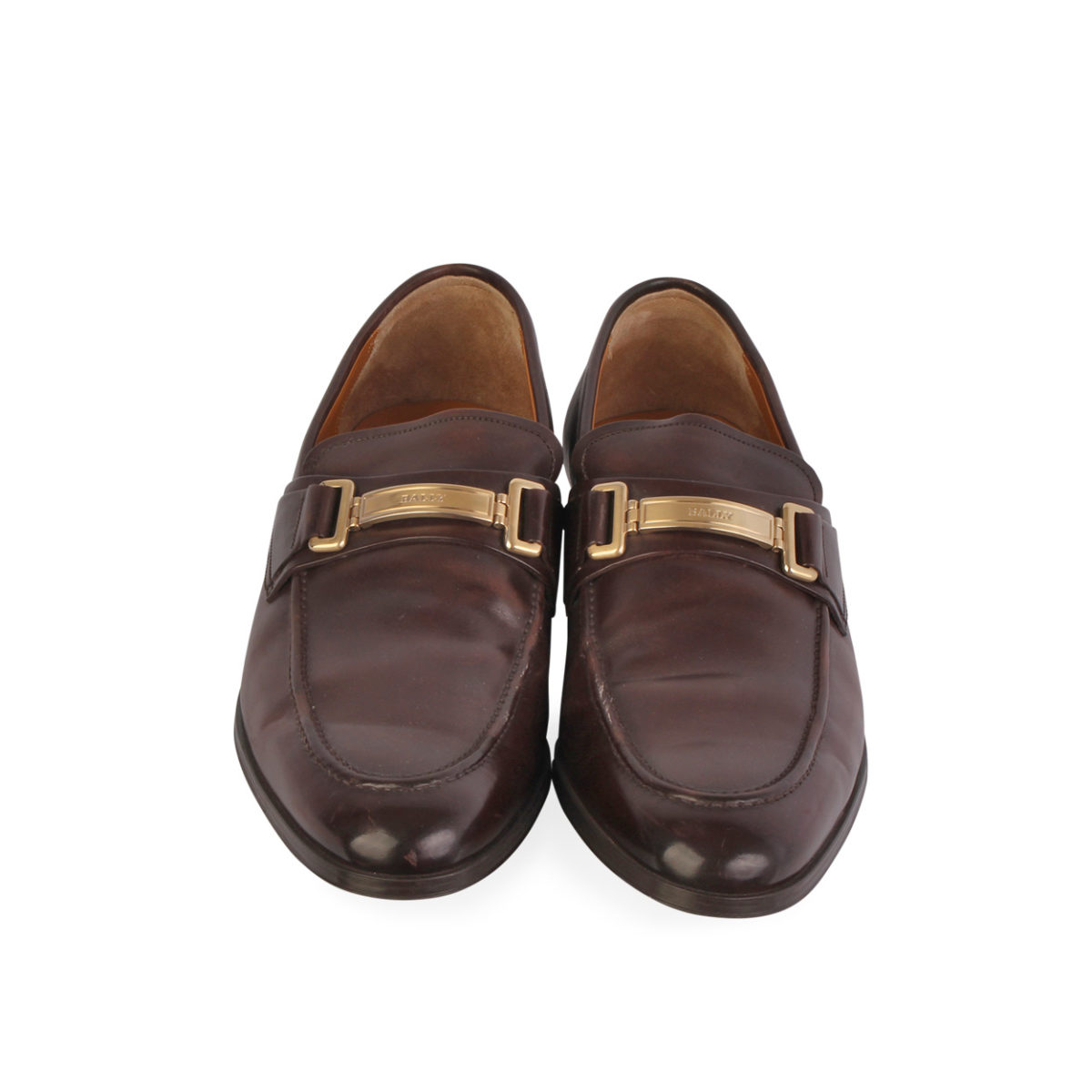 BALLY Leather Logo Loafers Brown - S: 44 (9.5) | Luxity