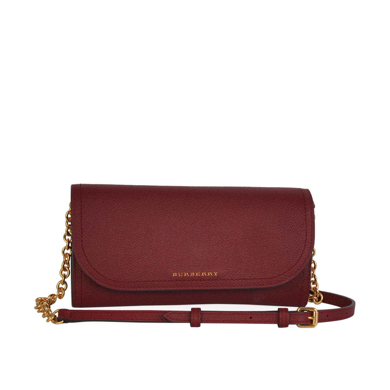 BURBERRY Leather Wallet On Chain Burgundy | Luxity