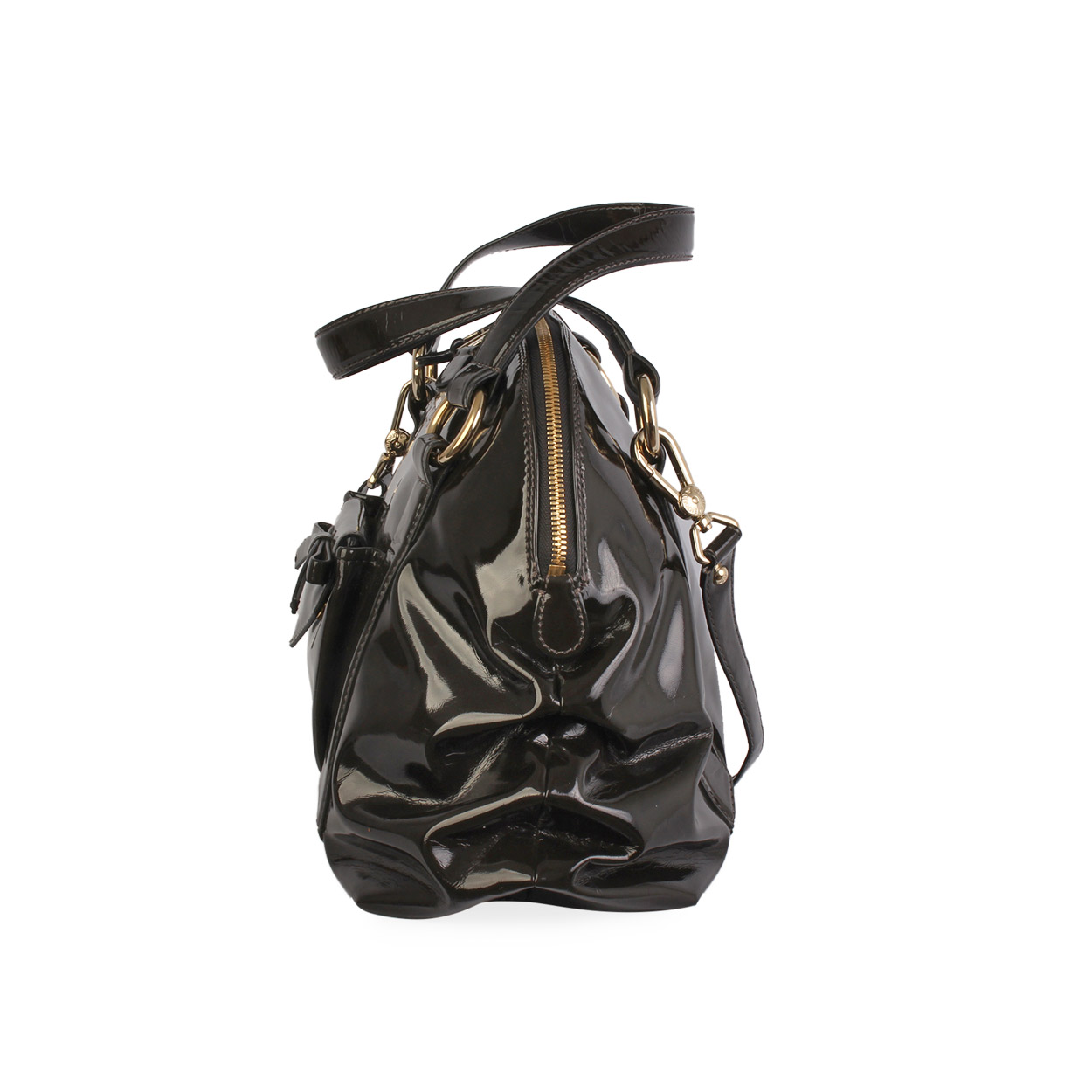 EMPORIO ARMANI Patent Leather Bag Dark Grey | Luxity