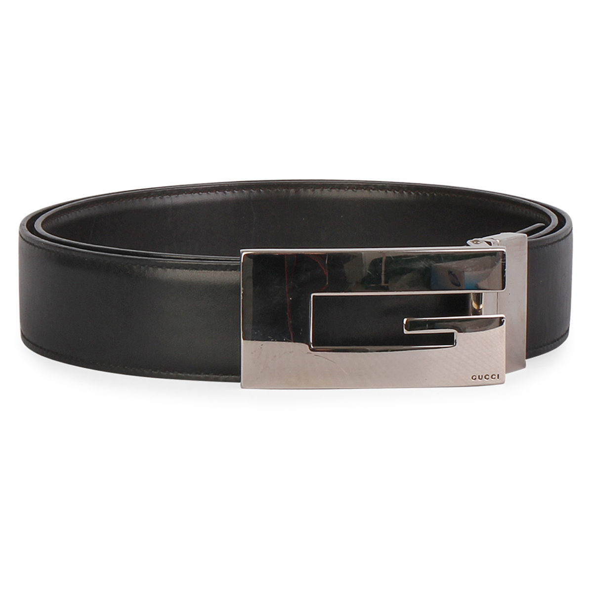 GUCCI Leather G Silver Logo Belt Black - S: 100 (40) | Luxity