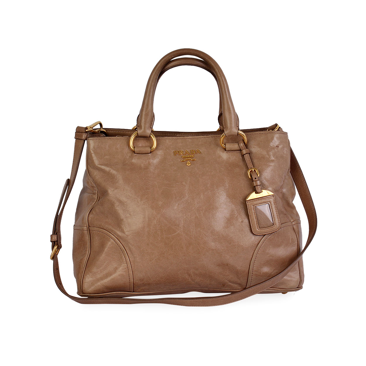 PRADA Vitello Shine Shoulder Bag Cammeo | Luxity