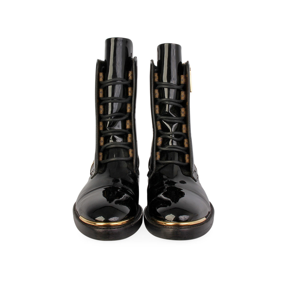 LOUIS VUITTON Patent Leather Macadam Ranger Boots Black - S: 37 (4) | Luxity