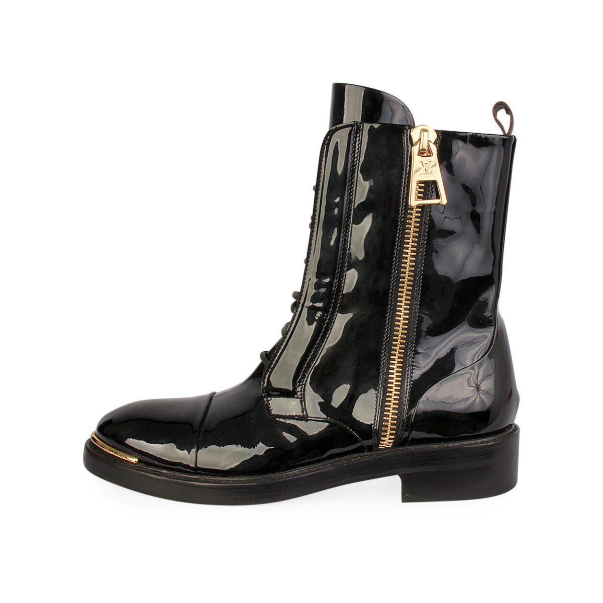 LOUIS VUITTON Patent Leather Macadam Ranger Boots Black - S: 37 (4) | Luxity